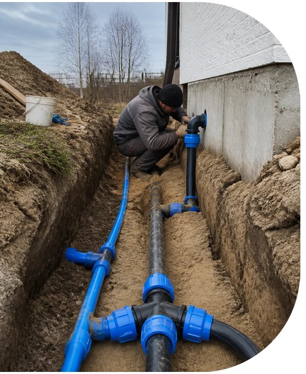 Монтаж наружного водопровода на участке под ключ в Донецке